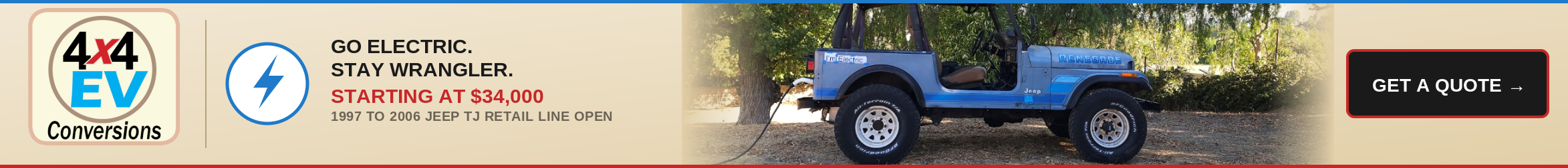 4x4 EV Conversions: Go Electric, Stay Wrangler. Factory-fit EV conversions for TJ Wranglers. Get a quote.